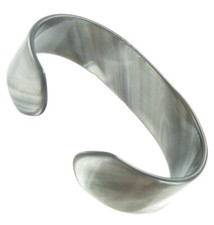 Vintage Pearly Gray Celluloid Acetate Cuff Bracelet Womens Jewelry picture