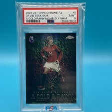2025-26 TOPPS CHROME PL COLD & RAINY NIGHT BLACK SHIMMER /10 DAVID BECKHAM PSA 9 picture