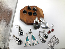 Nice lot Vintage Sterling Silver Mexico Taxco Earrings & Pendants. 925 75 grams picture
