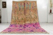 8x4 Moroccan Boujaad Rug Vintage Handmade Pink Brown Colorful Boujad Wool Carpet picture