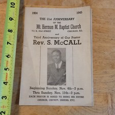 21ST ANNIVERSARY REV S MCCALL BAPTIST CHURCH AFRICAN AMERICAN PROGRAM 1944 picture