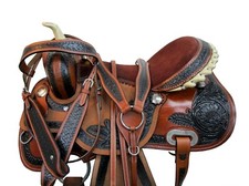 Western Saddle Trail Horse Barrel Racing Pleasure Used Leather Tack 15 16 17 18 picture