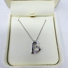 Jared Jewelers Sterling Silver Heart Pendant Necklace with 18in Chain 5344 picture