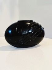 Vintage 1980s Two’s Company Black Blown Glass Art Deco Vase picture