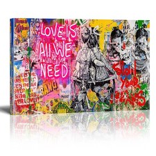 HYFBH Banksy Wall Art Love Is All We Need Graffiti Canvas Wall Art Paintings ... picture