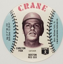1976 Carlton Fisk Crane Potato Chips Baseball Card Disc Boston Red Sox HOF picture