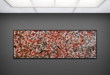 XXL Jackson Pollock Style Red Black Gold Abstract Painting 71x24 One of a Kind picture