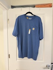 Carhartt Men’s Blue Cotton Jersey Pocket Logo Tee Loose Fit Crew Neck L picture