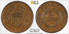 1864 2 CENT PIECE PCGS AU55 LARGE MOTTO picture