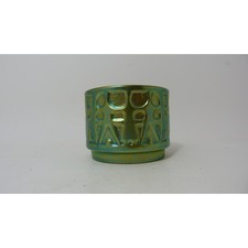 Zsolnay Hungary Eosin Iridescent Green Gold Relief Ceramic Planter MCM picture