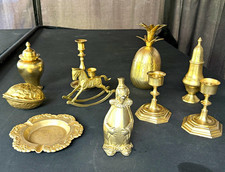 Lot of 11 piece vintage brass collection. picture
