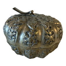 Large Antique Cambodian Silver-Plated Pumpkin Box, Mid-20th Century picture
