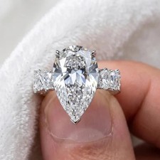 IGI 6 Ct Pear EF/VS1 Lab Grown Diamond Solitaire Engagement Ring 14K White Gold picture