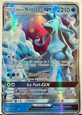 Pokemon Alolan Ninetales GX 22/145 Guardians Rising Holo DAMAGED Creased picture