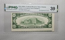 Misalignment Print ERROR 1950 A $10 FRN Major Misaligned Error Note PMG VF 30 picture