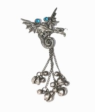 Vintage 1993 Comstock CCI Pewter Fantasy Dragon #8004 Pin Blue Crystals Retired picture