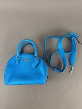 Coach Womens Sydney Satchel Crossbody Bag Crossgrain Leather Blue picture