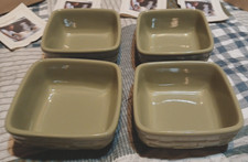 Longaberger Pottery Soft Square Small Bowl Sage Green - Set of 4 NIB picture