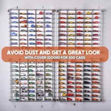 1/64 Scale Diecast Car Display Case w/ Acrylic Doors Wall Mount Holds 200 Cars picture