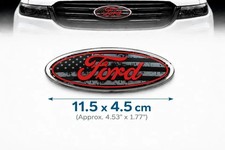 4.5 Inch Ford USA Flag Oval Emblem Red Gray Badge Front Grille Rear picture