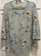 Maurice’s Women’s Multicolor Floral V-Neck Blouse Casual to Career Size L picture
