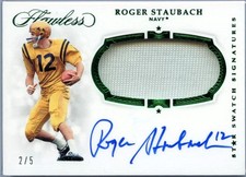 ROGER STAUBACH 2019 FLAWLESS COLLEGIATE GREEN GAME USED PATCH AUTO SP 2/5 NAVY picture