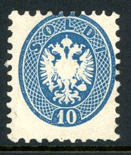 Austria 1864 First Issues 10 Soldi Blue Perf 9½ Scott #23 Mint I779 picture