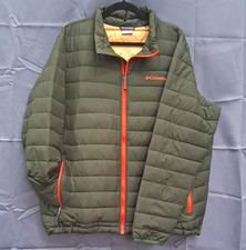 Columbia Mens Insulated Puffer Jacket Full Zip Pockets Green/Orange XL picture