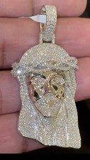 2.53 CARAT CERTIFIED LAB GROWN DIAMONDS STERLING SILVER 2.25 INCHES JESUS CROSS picture