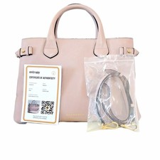 Burberry Medium Banner Bag Leather House Check Shoulder Satchel Tote Pink COA picture