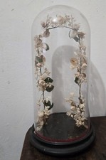 Antique Victorian Glass Display Dome Cloche Wax Flower Bridal Arch Tiara 14