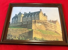 Vintage framed image: Edinburgh Castle in Scotland estate sale find picture