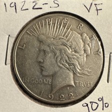 1922-S Peace Silver Dollar 90% Silver  VF Details picture