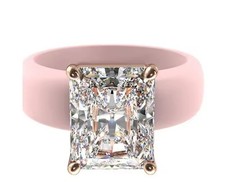 Silicone Ring pink Size 7 With a Square Princess Cut  Simulated Diamond picture