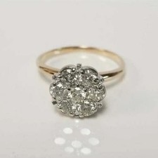 Cluster Flower Shape Ring 14K Yellow Gold Finish 1Ct LabCreated Round Diamond picture