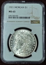 1921-P Morgan Silver Dollar NGC MS63 90% Silver $1 US Coin UNC Blast White picture