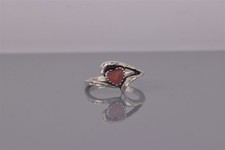 Vintage Wheeler Sterling Silver Pink Satin Heart Bypass Band Ring 925 Sz: 6 picture