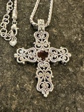 Brighton Endless Love Cross Necklace with Red Stone in Excellent Condition picture