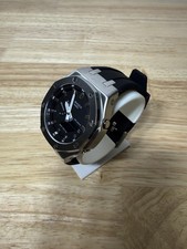 Casio G-SHOCK GA-2100 Custom CasiOak Metal Mod – Black/Silver – Rubber Strap picture