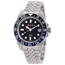 Mathey-Tissot Mathy Vintage GMT Black Dial Batman Bezel Men's Watch H903ANB picture