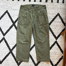 Noah NYC Pleated Cotton Twill Utility Pants 34x26 Army Green Fatigue Hemmed picture