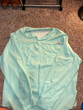 Columbia Men's L Blue PFG Fishing Shirt Long Sleeve Button-Up Pockets picture