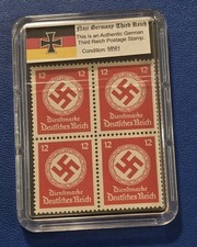 Germany  12PF Red Swastika Government Officials Stamp Block WW2 Nazi German MNH picture