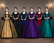 Women's Medieval Victorian Renaissance Court Dress Halloween Costume Gown picture