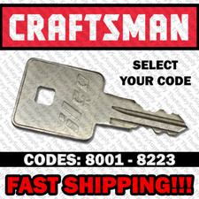 Craftsman Toolbox Replacement Key Cut to Your Code 8001 - 8223 picture