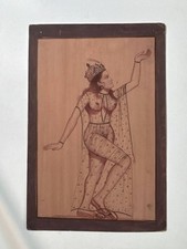 Vintage Indian Miniature Painting Royal Female Dancer Princess Folk Art on Board picture