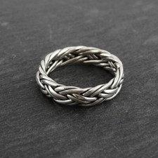 Braided Rope Ring Band - 925 Sterling Silver  Unisex Sizes 8-17 Gift Men 5mm  picture