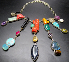Gorgeous Artisan Genuine Assorted Gemstones Bib Necklace picture