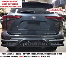 FOR : 2008-2025 TOYOTA HIGHLANDER. BLACK UNIQUE FULLY REAR BUMPER GUARD. picture