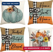 AVOIN colorlife Fall Pumpkin Home Sweet Home Throw Pillow Covers, 18 x 18 Inch A picture